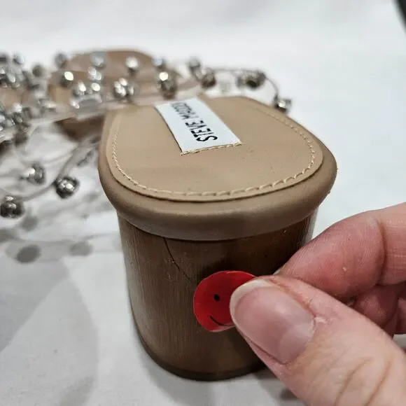 Steve Madden Intricate Clear Rhinestone Block Heel Slide Sandals 8 Dressy Party - Picture 7 of 11